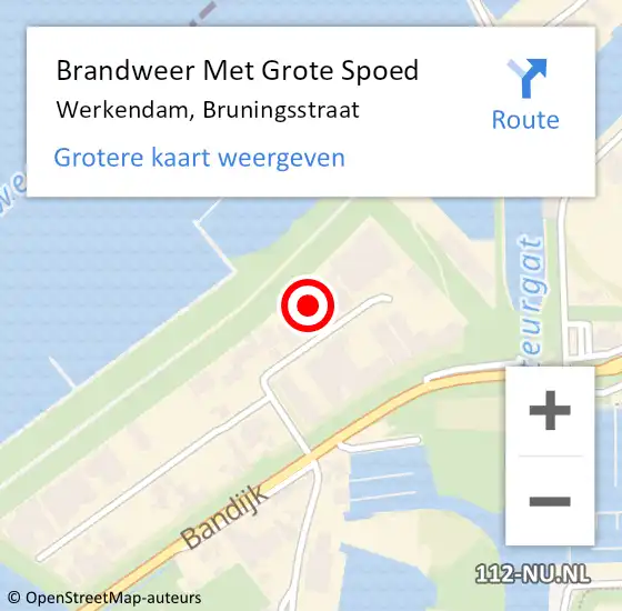 Locatie op kaart van de 112 melding: Brandweer Met Grote Spoed Naar Werkendam, Bruningsstraat op 17 juni 2022 14:17