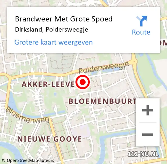 Locatie op kaart van de 112 melding: Brandweer Met Grote Spoed Naar Dirksland, Poldersweegje op 20 juli 2014 13:18