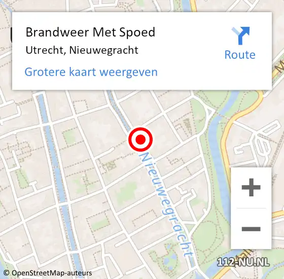 Locatie op kaart van de 112 melding: Brandweer Met Spoed Naar Utrecht, Nieuwegracht op 17 juni 2022 14:45