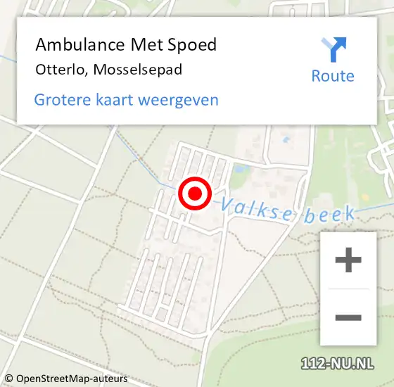 Locatie op kaart van de 112 melding: Ambulance Met Spoed Naar Otterlo, Mosselsepad op 17 juni 2022 14:50
