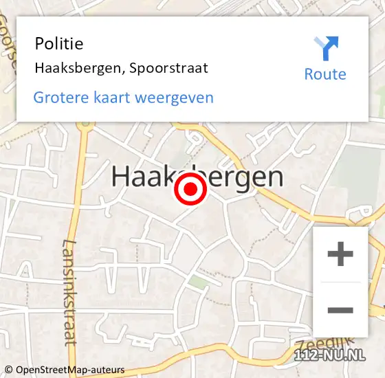 Locatie op kaart van de 112 melding: Politie Haaksbergen, Spoorstraat op 17 juni 2022 15:01