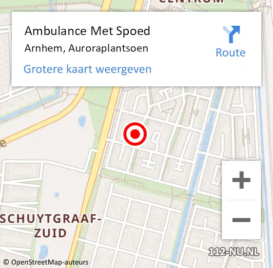 Locatie op kaart van de 112 melding: Ambulance Met Spoed Naar Arnhem, Auroraplantsoen op 17 juni 2022 15:14