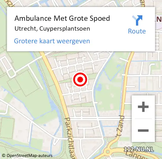 Locatie op kaart van de 112 melding: Ambulance Met Grote Spoed Naar Utrecht, Cuypersplantsoen op 20 juli 2014 13:30