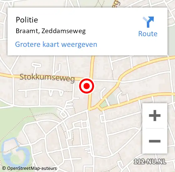 Locatie op kaart van de 112 melding: Politie Braamt, Zeddamseweg op 17 juni 2022 15:40