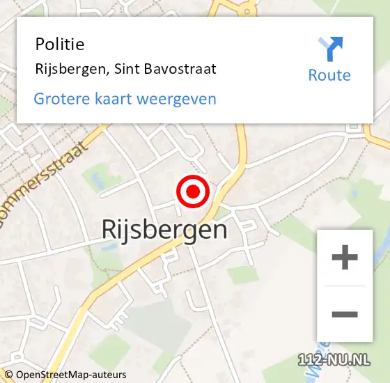 Locatie op kaart van de 112 melding: Politie Rijsbergen, Sint Bavostraat op 17 juni 2022 15:40