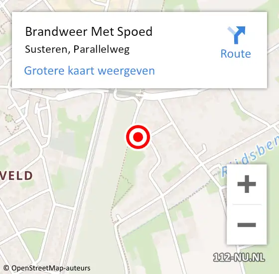 Locatie op kaart van de 112 melding: Brandweer Met Spoed Naar Susteren, Parallelweg op 17 juni 2022 15:45