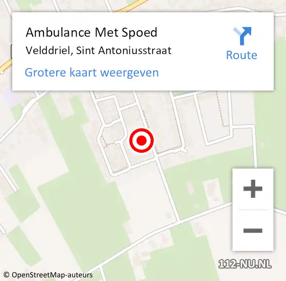 Locatie op kaart van de 112 melding: Ambulance Met Spoed Naar Velddriel, Sint Antoniusstraat op 17 juni 2022 15:47