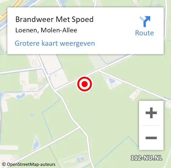 Locatie op kaart van de 112 melding: Brandweer Met Spoed Naar Loenen, Molen-Allee op 17 juni 2022 15:52