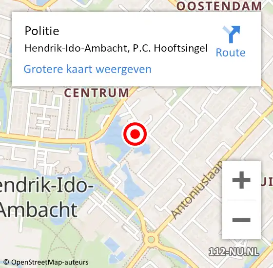 Locatie op kaart van de 112 melding: Politie Hendrik-Ido-Ambacht, P.C. Hooftsingel op 17 juni 2022 15:55