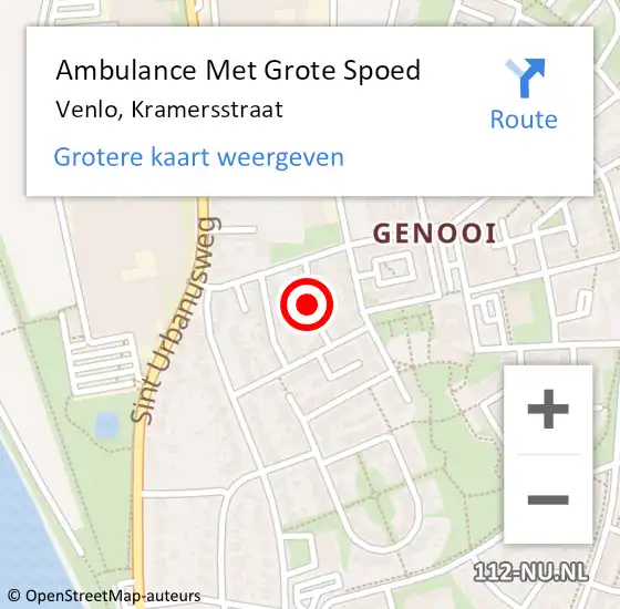 Locatie op kaart van de 112 melding: Ambulance Met Grote Spoed Naar Venlo, Kramersstraat op 17 juni 2022 16:14