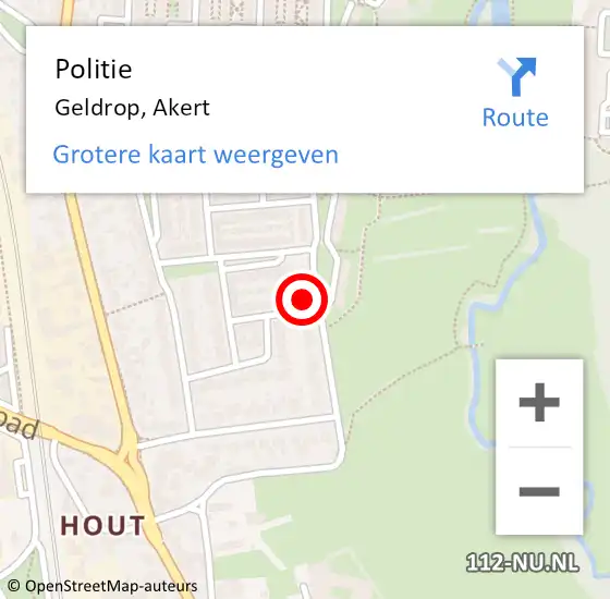 Locatie op kaart van de 112 melding: Politie Geldrop, Akert op 17 juni 2022 16:25