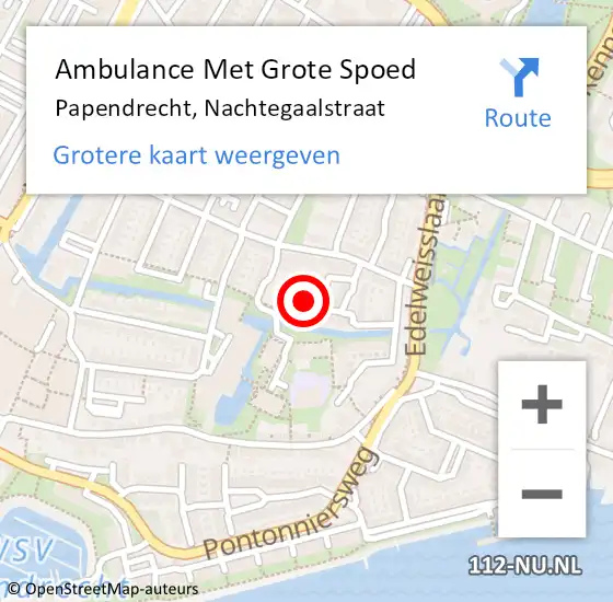 Locatie op kaart van de 112 melding: Ambulance Met Grote Spoed Naar Papendrecht, Nachtegaalstraat op 17 juni 2022 16:28
