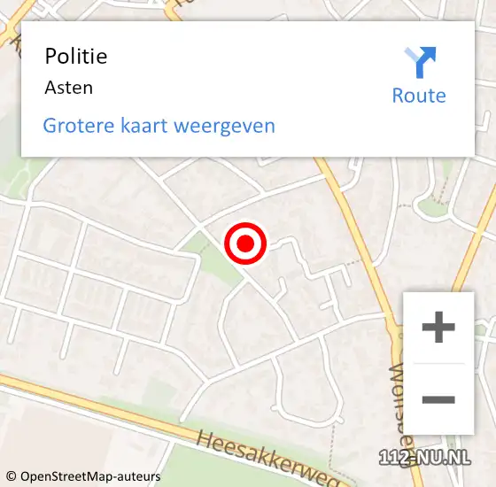 Locatie op kaart van de 112 melding: Politie Asten op 17 juni 2022 16:29