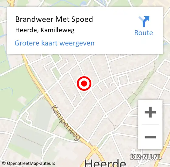 Locatie op kaart van de 112 melding: Brandweer Met Spoed Naar Heerde, Kamilleweg op 17 juni 2022 16:32