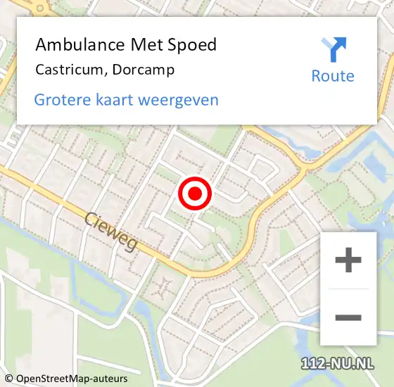 Locatie op kaart van de 112 melding: Ambulance Met Spoed Naar Castricum, Dorcamp op 17 juni 2022 16:34