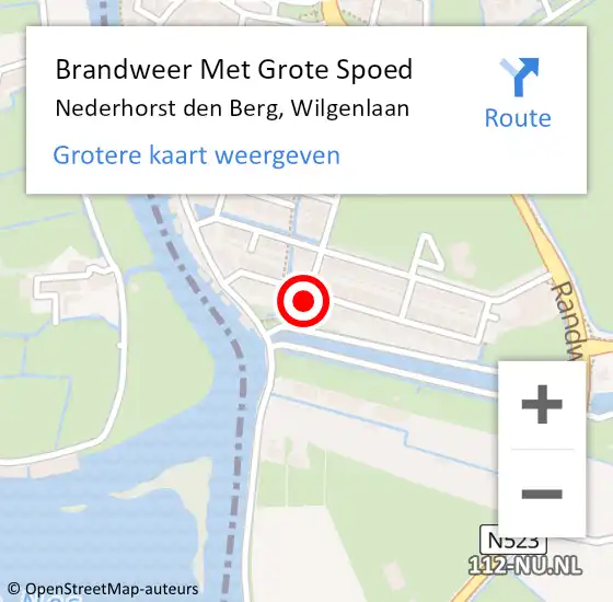 Locatie op kaart van de 112 melding: Brandweer Met Grote Spoed Naar Nederhorst den Berg, Wilgenlaan op 17 juni 2022 16:41