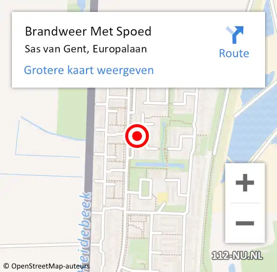 Locatie op kaart van de 112 melding: Brandweer Met Spoed Naar Sas van Gent, Europalaan op 17 juni 2022 17:08