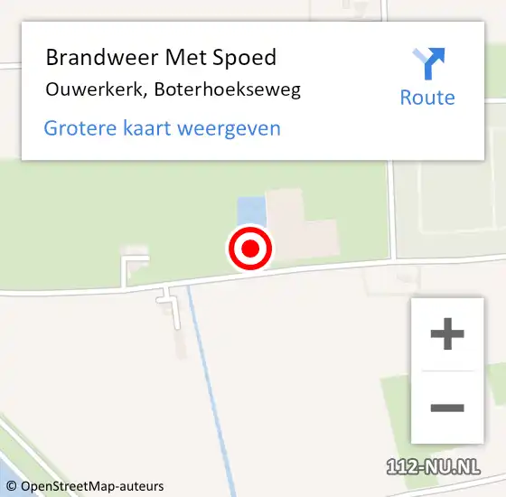 Locatie op kaart van de 112 melding: Brandweer Met Spoed Naar Ouwerkerk, Boterhoekseweg op 17 juni 2022 17:13