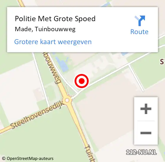 Locatie op kaart van de 112 melding: Politie Met Grote Spoed Naar Made, Tuinbouwweg op 17 juni 2022 17:13