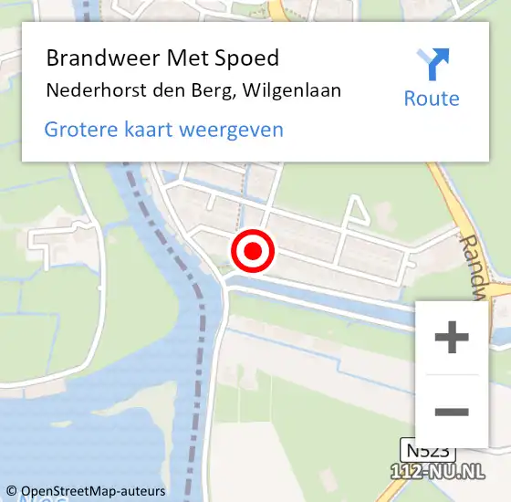 Locatie op kaart van de 112 melding: Brandweer Met Spoed Naar Nederhorst den Berg, Wilgenlaan op 17 juni 2022 17:22