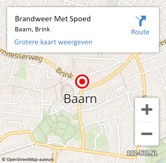 Locatie op kaart van de 112 melding: Brandweer Met Spoed Naar Baarn, Brink op 17 juni 2022 17:22