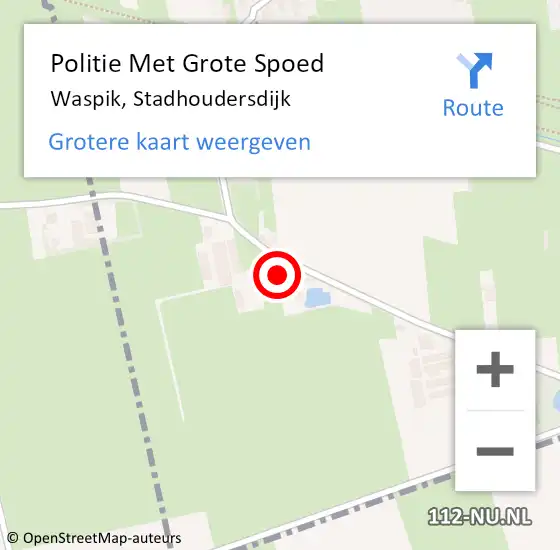 Locatie op kaart van de 112 melding: Politie Met Grote Spoed Naar Waspik, Stadhoudersdijk op 17 juni 2022 17:51