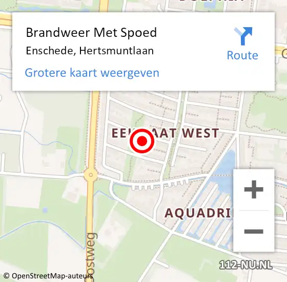 Locatie op kaart van de 112 melding: Brandweer Met Spoed Naar Enschede, Hertsmuntlaan op 17 juni 2022 17:57