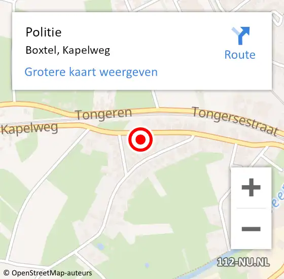 Locatie op kaart van de 112 melding: Politie Boxtel, Kapelweg op 17 juni 2022 18:14