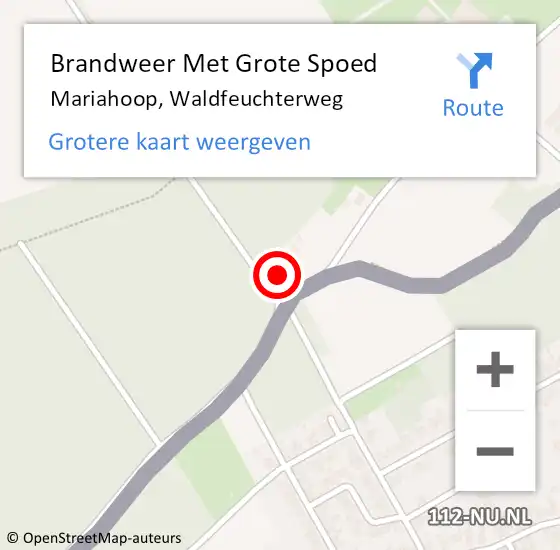 Locatie op kaart van de 112 melding: Brandweer Met Grote Spoed Naar Mariahoop, Waldfeuchterweg op 17 juni 2022 18:38