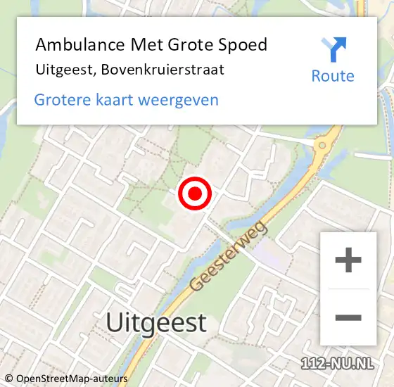 Locatie op kaart van de 112 melding: Ambulance Met Grote Spoed Naar Uitgeest, Bovenkruierstraat op 17 juni 2022 18:59