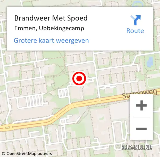 Locatie op kaart van de 112 melding: Brandweer Met Spoed Naar Emmen, Ubbekingecamp op 17 juni 2022 19:00