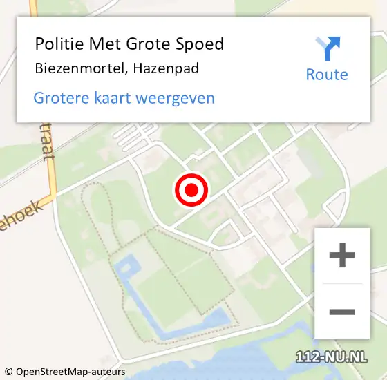 Locatie op kaart van de 112 melding: Politie Met Grote Spoed Naar Biezenmortel, Hazenpad op 17 juni 2022 19:01