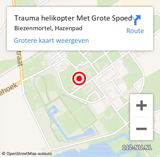Locatie op kaart van de 112 melding: Trauma helikopter Met Grote Spoed Naar Biezenmortel, Hazenpad op 17 juni 2022 19:02