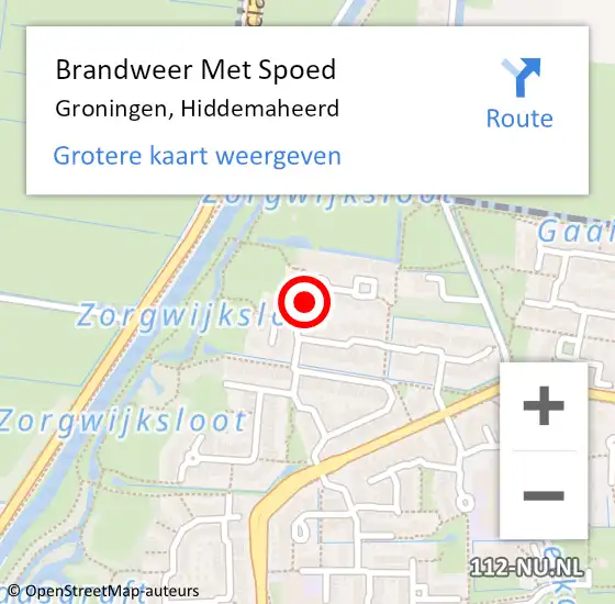 Locatie op kaart van de 112 melding: Brandweer Met Spoed Naar Groningen, Hiddemaheerd op 17 juni 2022 19:04