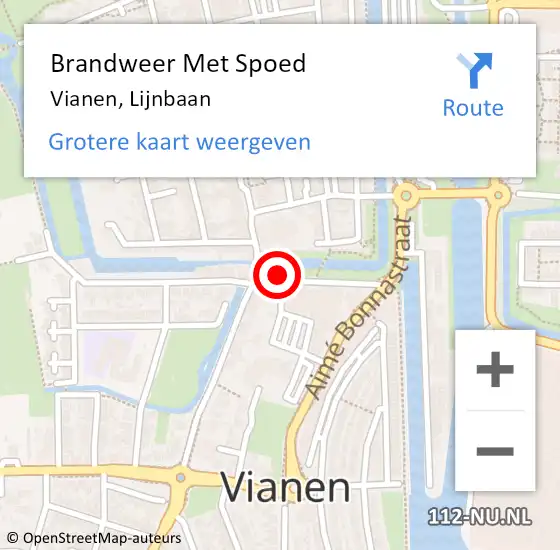 Locatie op kaart van de 112 melding: Brandweer Met Spoed Naar Vianen, Lijnbaan op 17 juni 2022 19:05