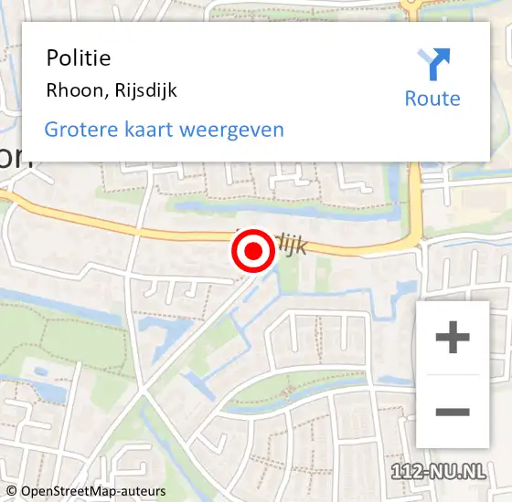 Locatie op kaart van de 112 melding: Politie Rhoon, Rijsdijk op 17 juni 2022 19:06