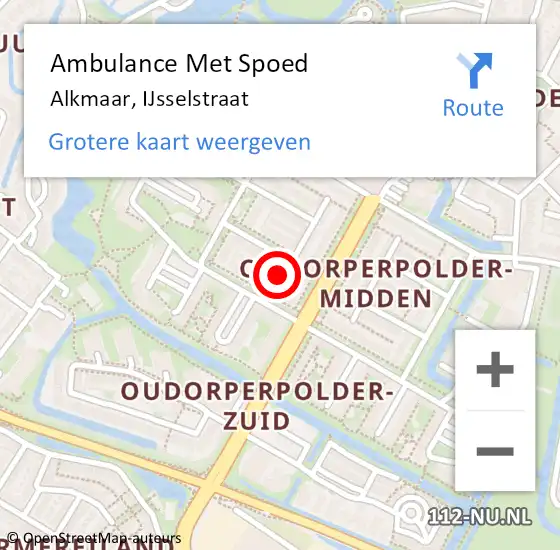 Locatie op kaart van de 112 melding: Ambulance Met Spoed Naar Alkmaar, IJsselstraat op 17 juni 2022 19:32