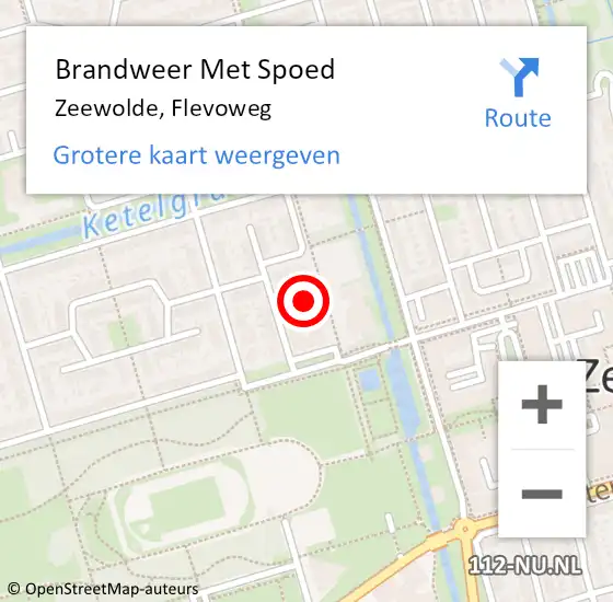 Locatie op kaart van de 112 melding: Brandweer Met Spoed Naar Zeewolde, Flevoweg op 17 juni 2022 19:35