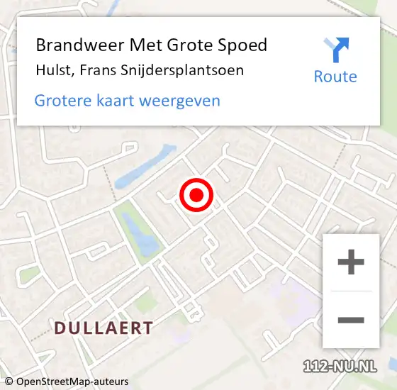 Locatie op kaart van de 112 melding: Brandweer Met Grote Spoed Naar Hulst, Frans Snijdersplantsoen op 17 juni 2022 19:45