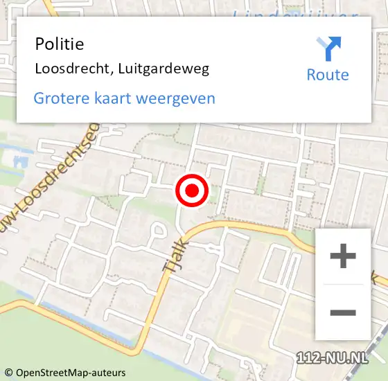 Locatie op kaart van de 112 melding: Politie Loosdrecht, Luitgardeweg op 17 juni 2022 20:00