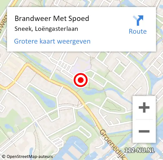 Locatie op kaart van de 112 melding: Brandweer Met Spoed Naar Sneek, Loëngasterlaan op 17 juni 2022 20:07