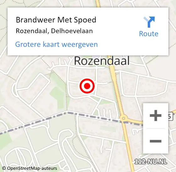 Locatie op kaart van de 112 melding: Brandweer Met Spoed Naar Rozendaal, Delhoevelaan op 17 juni 2022 20:12