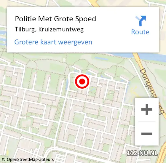 Locatie op kaart van de 112 melding: Politie Met Grote Spoed Naar Tilburg, Kruizemuntweg op 17 juni 2022 20:23