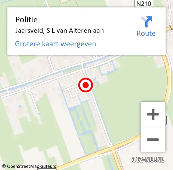 Locatie op kaart van de 112 melding: Politie Jaarsveld, S L van Alterenlaan op 17 juni 2022 20:35