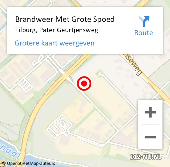 Locatie op kaart van de 112 melding: Brandweer Met Grote Spoed Naar Tilburg, Pater Geurtjensweg op 17 juni 2022 20:37