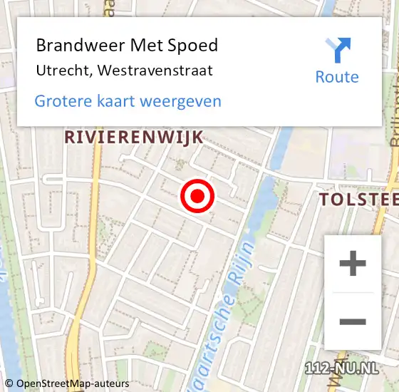 Locatie op kaart van de 112 melding: Brandweer Met Spoed Naar Utrecht, Westravenstraat op 17 juni 2022 20:40