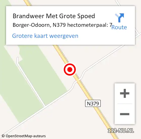 Locatie op kaart van de 112 melding: Brandweer Met Grote Spoed Naar Borger-Odoorn, N379 hectometerpaal: 7 op 17 juni 2022 20:42