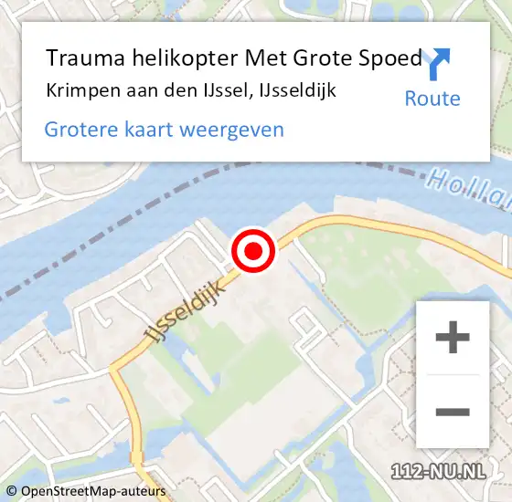 Locatie op kaart van de 112 melding: Trauma helikopter Met Grote Spoed Naar Krimpen aan den IJssel, IJsseldijk op 17 juni 2022 21:06