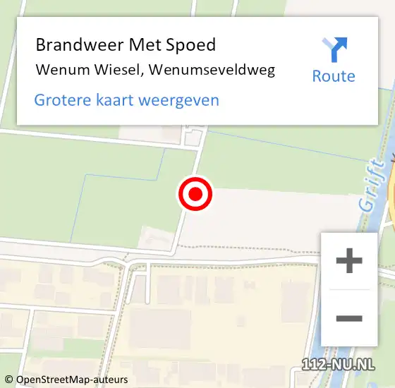 Locatie op kaart van de 112 melding: Brandweer Met Spoed Naar Wenum Wiesel, Wenumseveldweg op 17 juni 2022 21:10