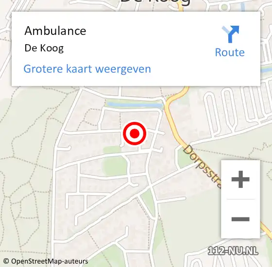 Locatie op kaart van de 112 melding: Ambulance De Koog op 17 juni 2022 21:12